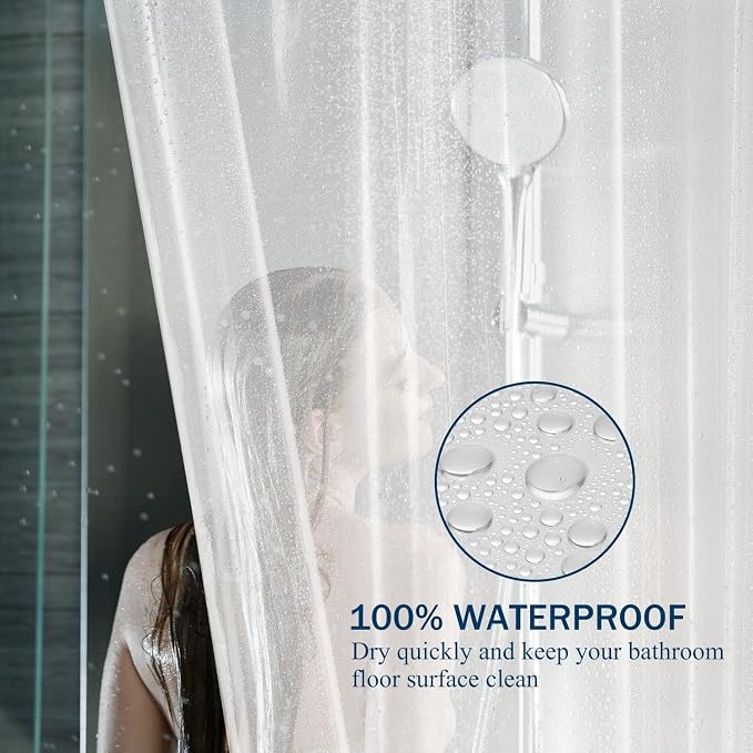 Clawfoot Tub Shower Curtain 180x60 Inch Clear Liner All Warp Around Extra Wide - Image 3