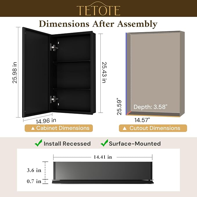 TETOTE 15 x 26 Medicine Cabinet - Image 2