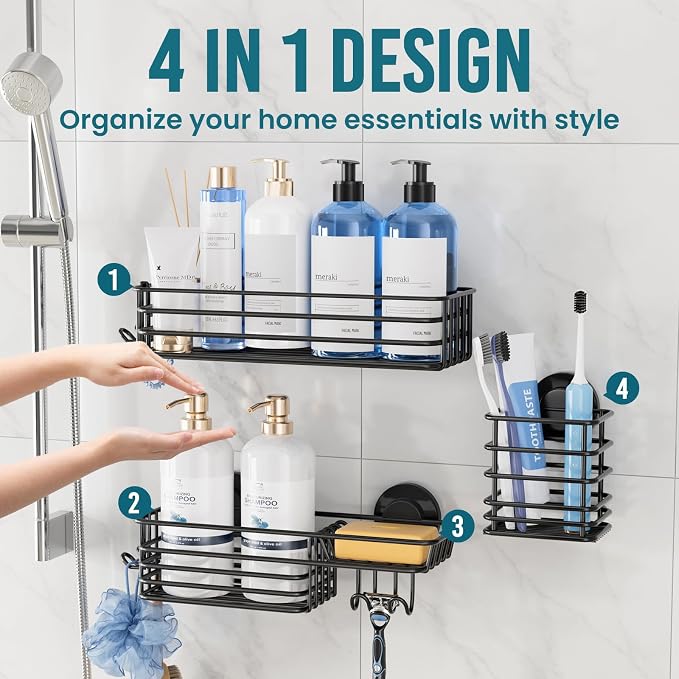 TAILI Shower Caddy Suction Cup, 3 Pack Shelves - Image 4