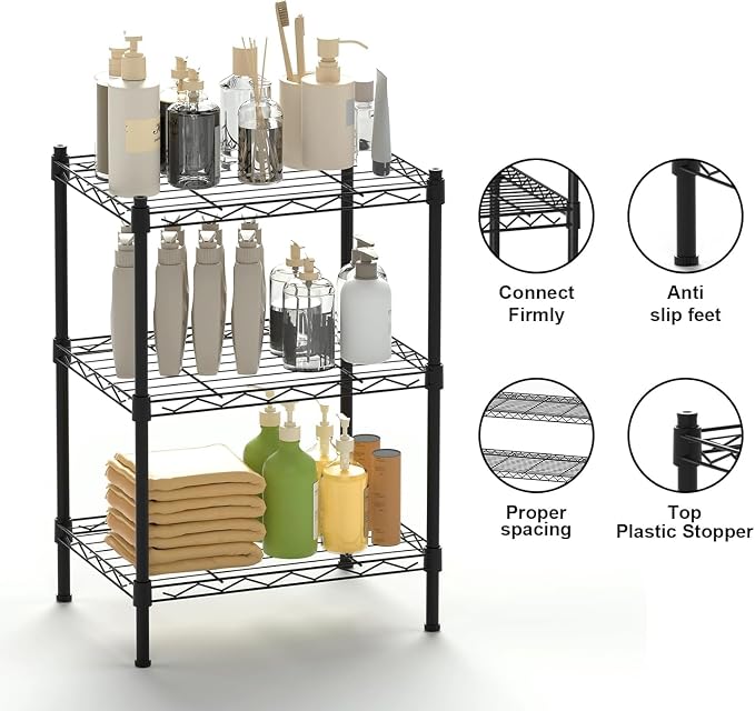 3-Tier Heavy Duty Wire Shelving Unit - Image 7