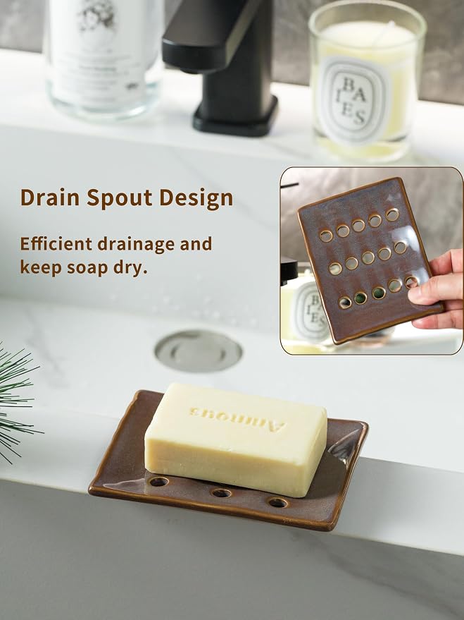 Soap Holder, Ceramic Soap Dish for Shower, Japanese Soap Tray - Image 8
