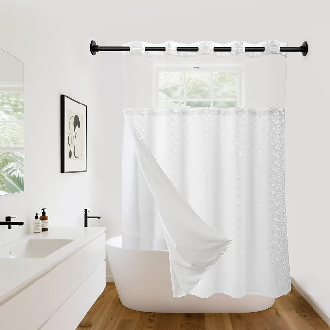 Hookless Shower Curtain with Snap in Liner 71" x 74" Double-Layer Waterproof by %EF%BC%B9%EF%BC%A7%EF%BC%A8%EF%BC%BA%EF%BC%B9%EF%BC%A7