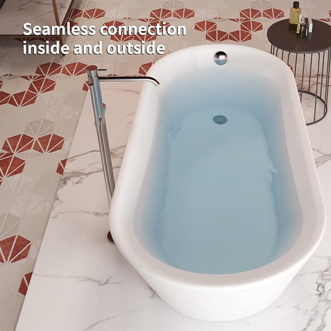 61" Acrylic Freestanding Bathtub, Single Slipper Free Standing Tub, Soaking Tub - Image 4