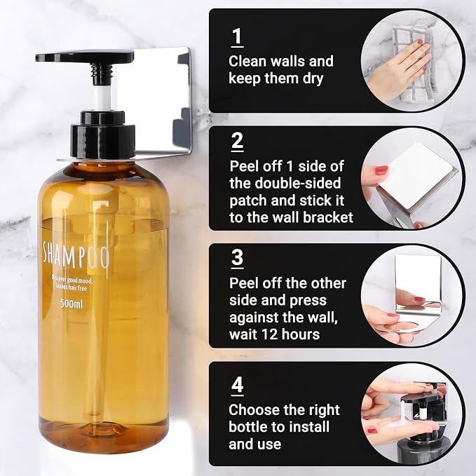 Segbeauty Stainless Adhesive Shampoo Bottle Holder, Dia 1.3inch 3.3cm Non-Drill - Image 5