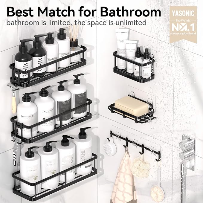 YASONIC Shower Caddy, 100% Rustproof Shower Organizer - Image 7