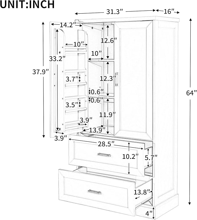 Merax 64" H Storage Cabinet - Image 2