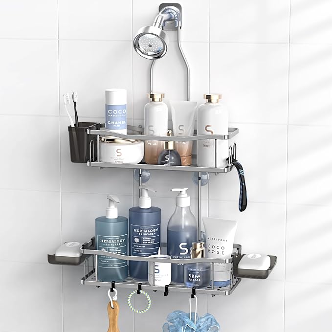 Hanging Shower Caddy Bathroom Organizer: Rustproof Shower Shelf Racks Over by Aitatty