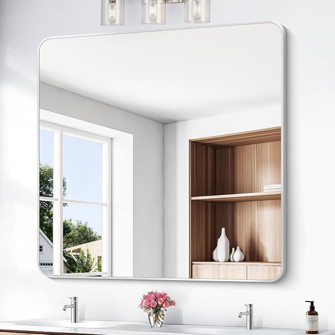 BONEWEI Silver Bathroom Mirror, 48x48 inch Wall Mirror - Image 2