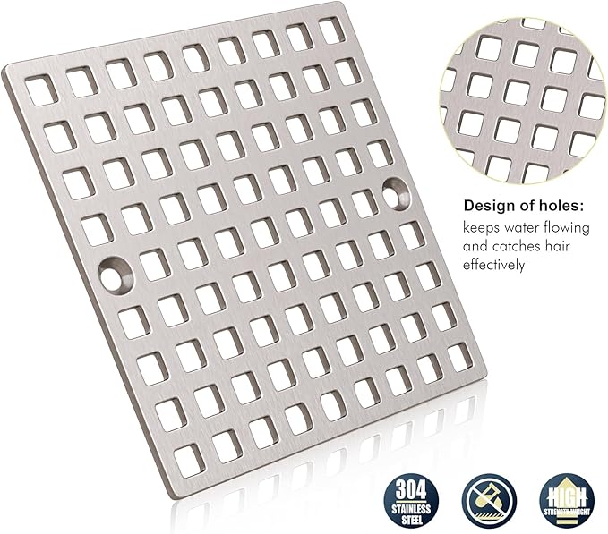 2PC 3-7/8" Brushed Nickel Shower Drain Cover - Image 4