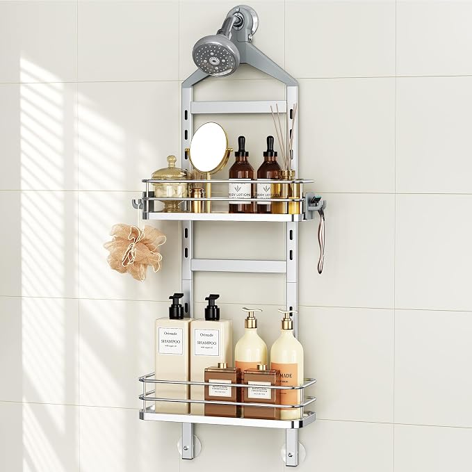 Orimade Aluminum Hanging Shower Caddy Over Head, Adjustable Bathroom Shelf by Orimade