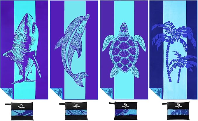 4 Pack Microfiber Lightweight Thin Beach Towel Sand Free Quick Dry Super by Yongoesbeachtowel