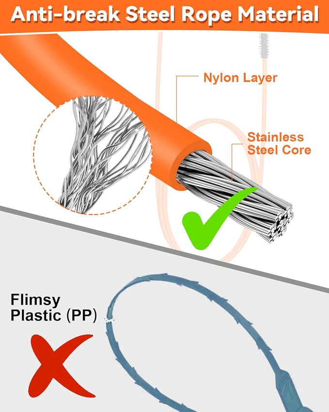 32 Inch Snake Drain Hair Removal Tool, Anti-Break Metal - Image 2