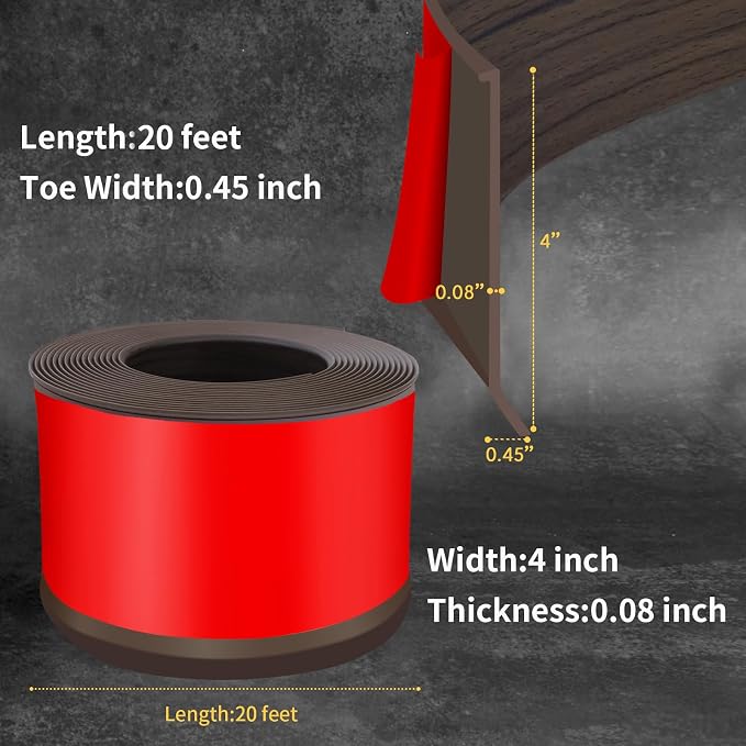 Flexible Baseboard Molding Trim 4 Inch Self-Adhesive Vinyl Wall Base Peel and - Image 2