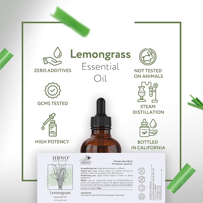 HBNO Organic Lemongrass Essential Oil - Image 4