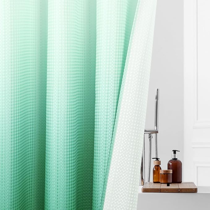 MitoVilla No Hooks Needed Turquoise Extra Long Shower Curtain Liner Set - Image 5