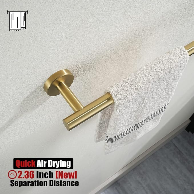 JQK Towel Bar Brushed Gold, 19 Inch 304 Stainless Steel Thicken 0.8mm Towel - Image 6