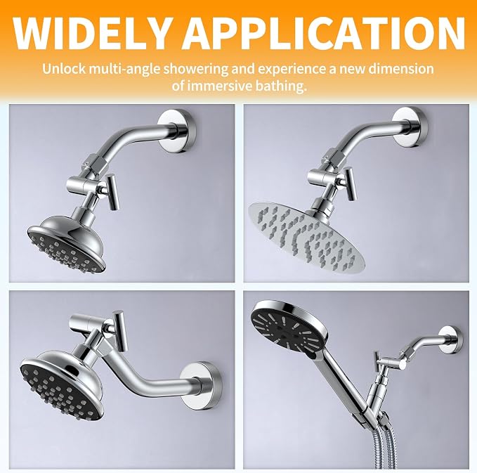 All Metal Shower Head Elbow Adapter, Adjustable Shower Head Extension Adapter - Image 6