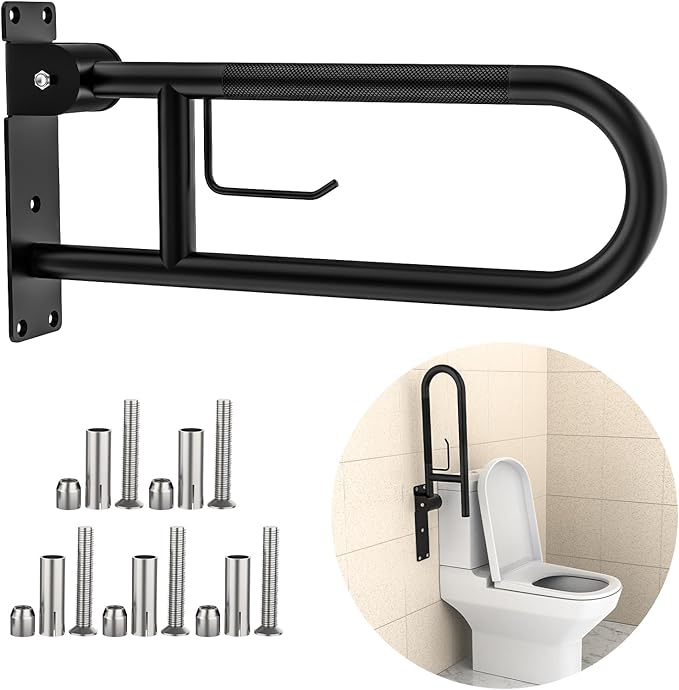 Toilet Grab Bar 22.4 Inch, YuanDe Flip Up Grab Bar by YuanDe