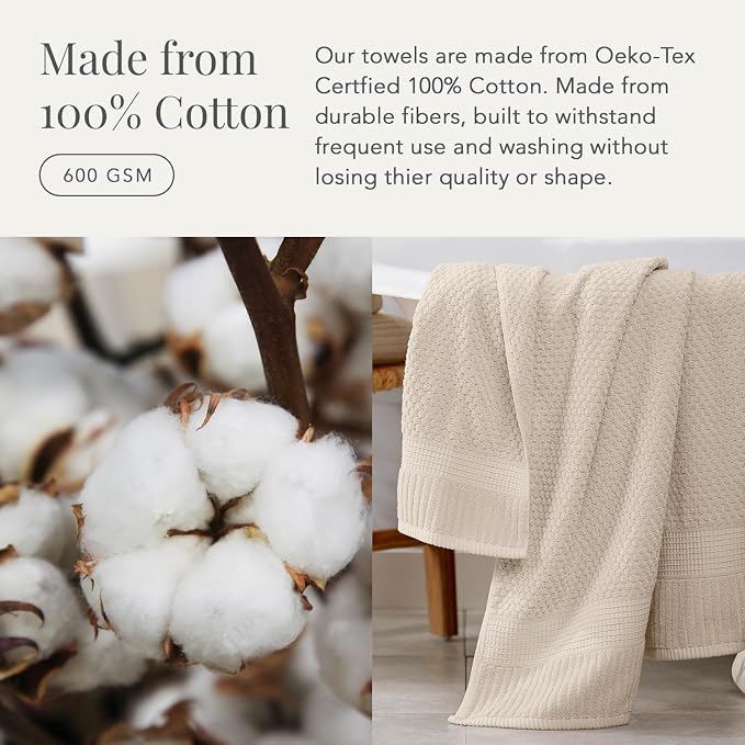 NY Loft 100% Cotton Bath Towel 4 Pack | Super Soft & Absorbent Quick-Dry Bath - Image 4