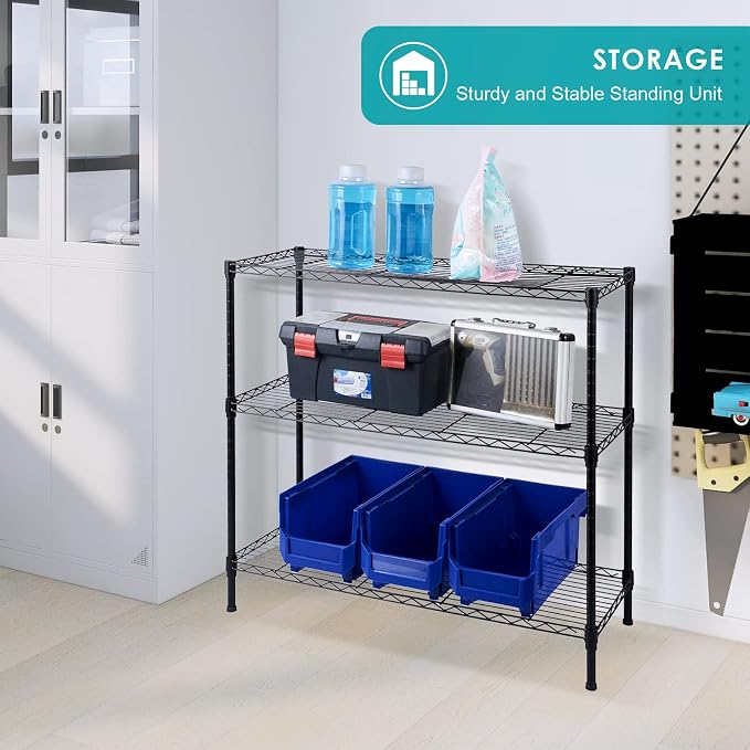 BNSPLY 3-Tier Wire Shelving Unit, Adjustable Metal Wire Shelves - Image 9