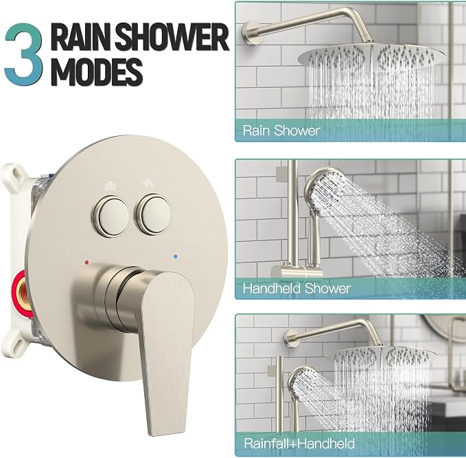 SR SUN RISE Shower System: 12 Inch Rainfall Shower Head - Image 3