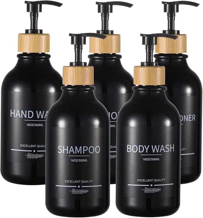 Shampoo and Conditioner Dispenser Bottles, 16.9oz Shower Containers by MithrgrousLife