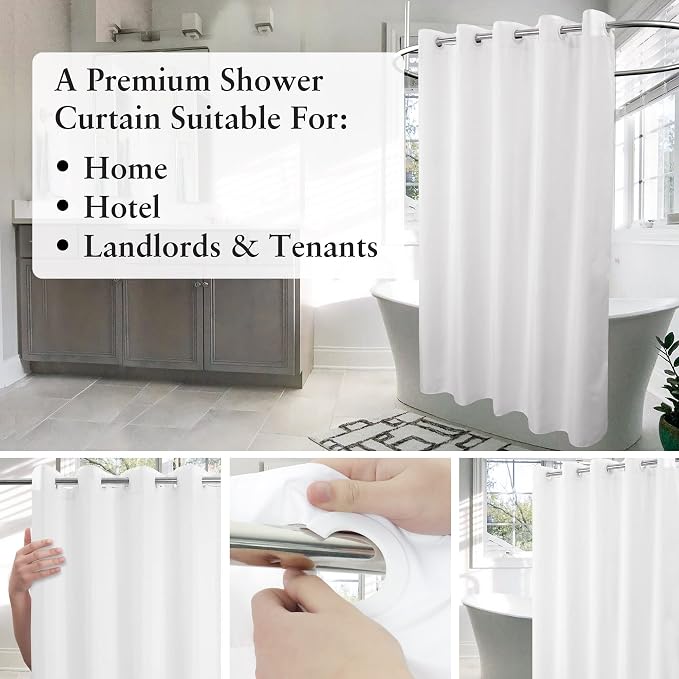 Extra Long No Hook Shower Curtain or Liner Soft Microfiber - Image 3