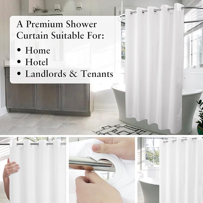 River Dream No Hook Long Shower Curtain or Liner Soft Microfiber - Image 3
