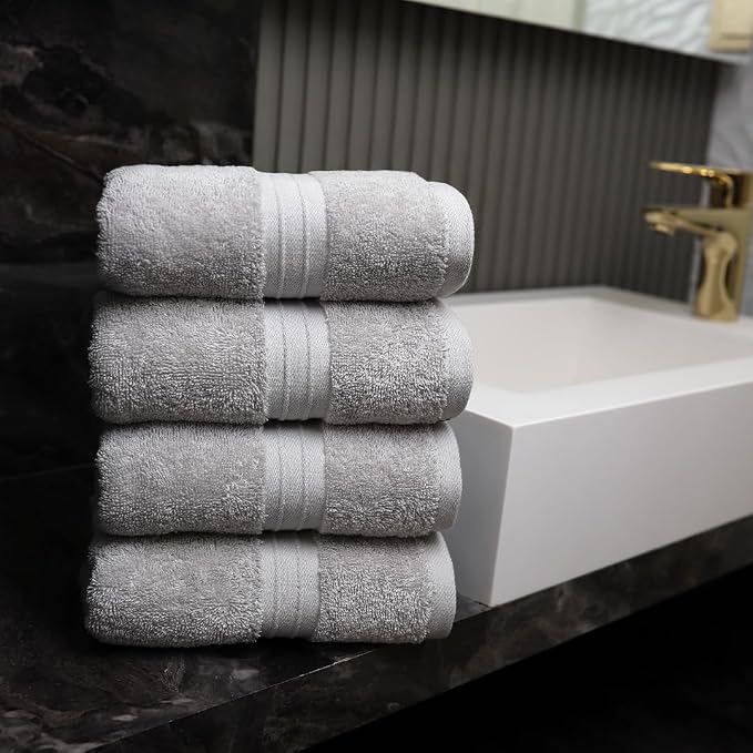 Hand Towels Pack of 4-100% Cotton & Luxury, Large Absorbent, Cozy - Image 4