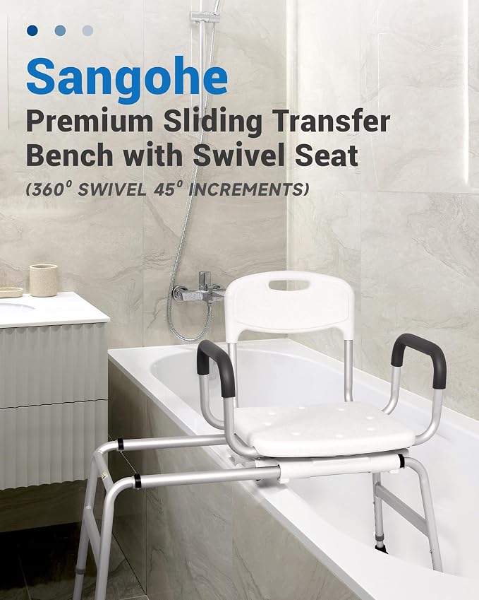 Sangohe Shower Chair for Inside Shower, Sliding Shower Chair, Tub Transfer Bench - Image 7