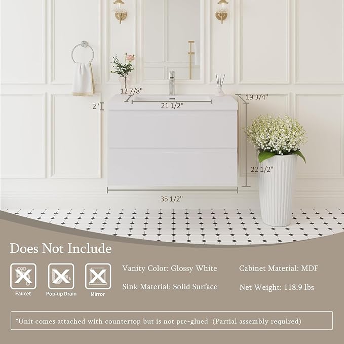 36" Floating Bathroom Vanity - Image 3