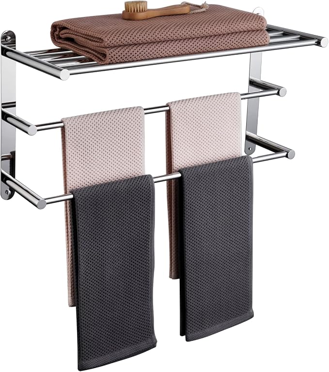 KOKOSIRI Storage Organizer Shelf Wall Mounted Double Towel bar by KOKOSIRI