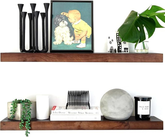 Homeforia 30inch Walnut Floating Shelves by Homeforia