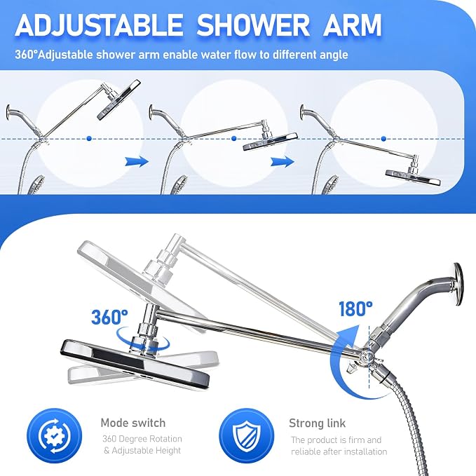 Wide Rain Shower Head With 5 Modes Handheld Showerheads, High Pressure - Image 4