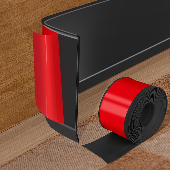 Vinyl Baseboard Molding Trim 4 Inch x 200 Feet Peel and Stick Baseboard Trim by Kikerike
