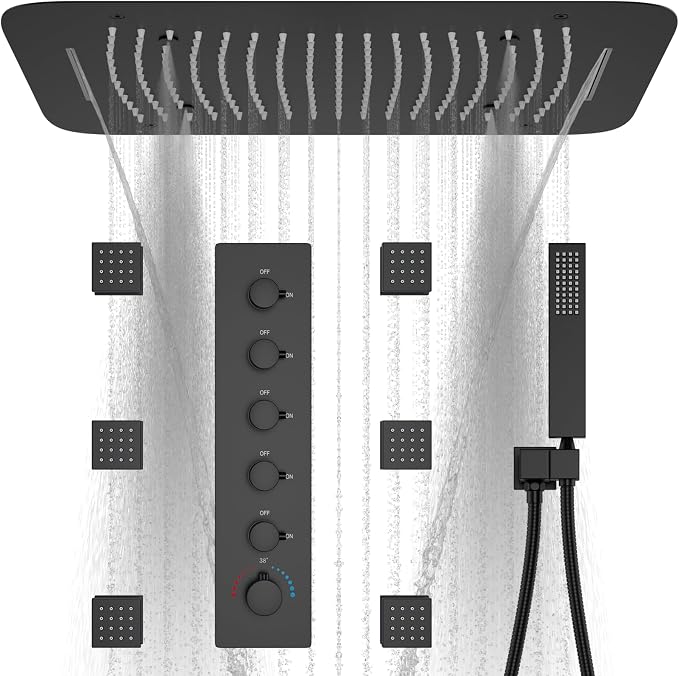 Matte Black Shower System Thermostatic Shower Faucet by KATAIS