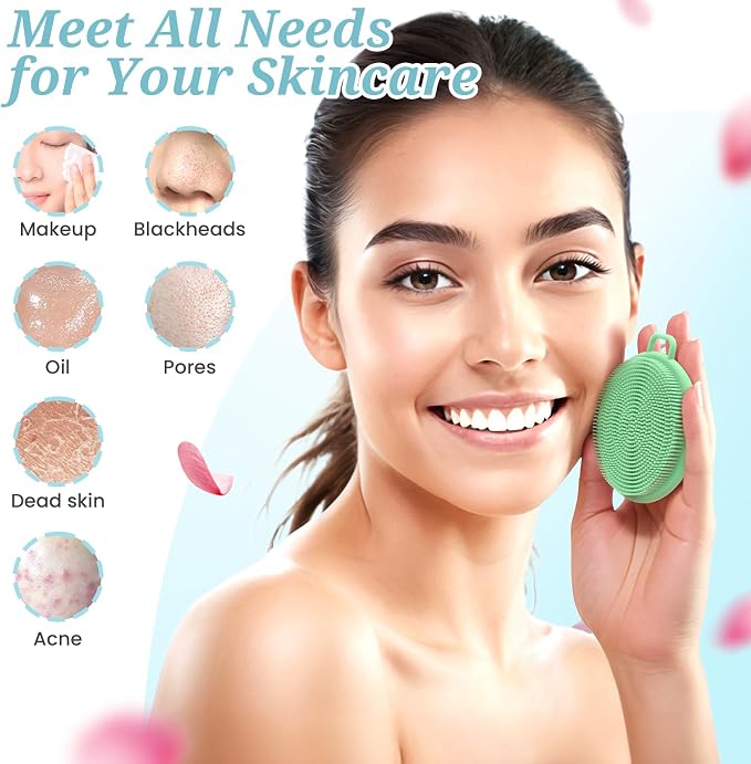 Silicone Back Body Face Scrubbers Set 4PCS, 15.35’’ Back Scrubber Soft Body - Image 8