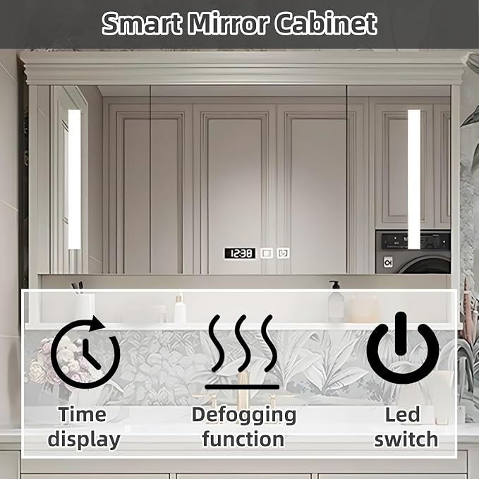 64IN Cream White Bathroom Vanity - Image 6