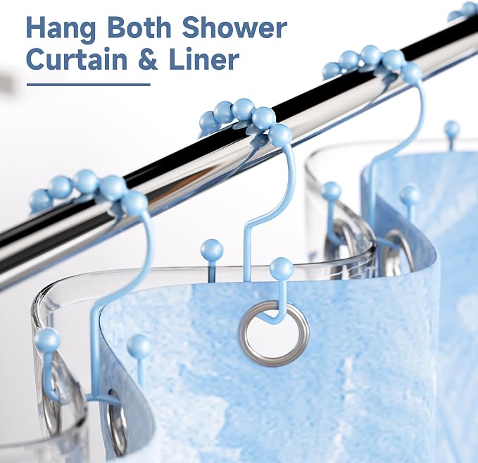 Titanker Shower Curtain Hooks, Rust Resistant Shower Curtain Rings - Image 2
