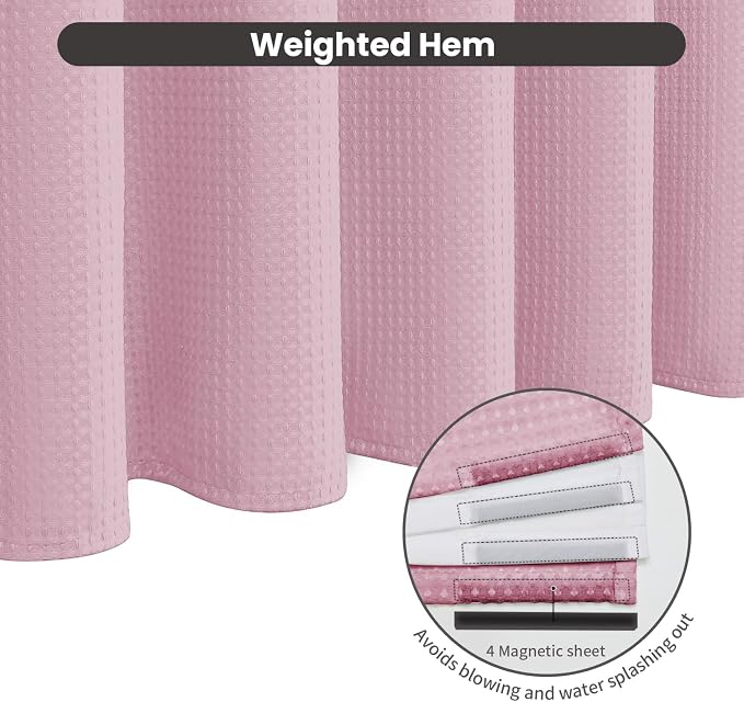 Inhousolu No Hook Waffle Weave Shower Curtain - Image 4