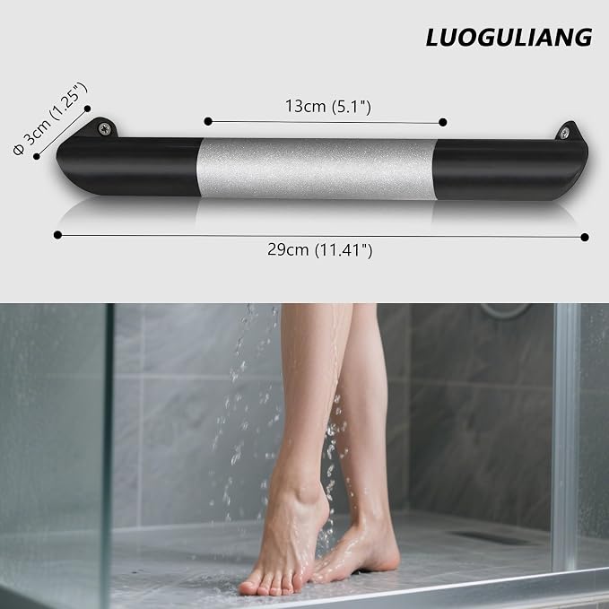 Shower Foot Rest Bar, Matte Black Corner Shower Foot Rest - Image 3