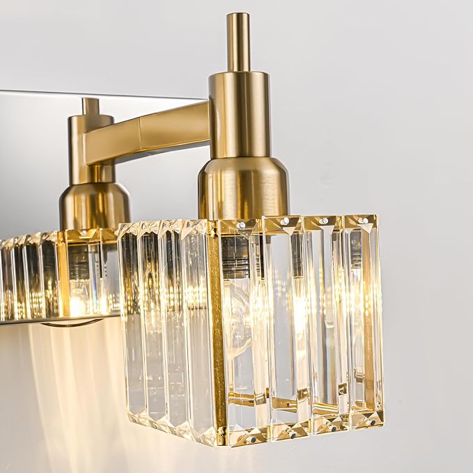 Crystal Bathroom Light Gold Chrome 5-Light Modern Bathroom Vanity Fixtures Over - Image 9
