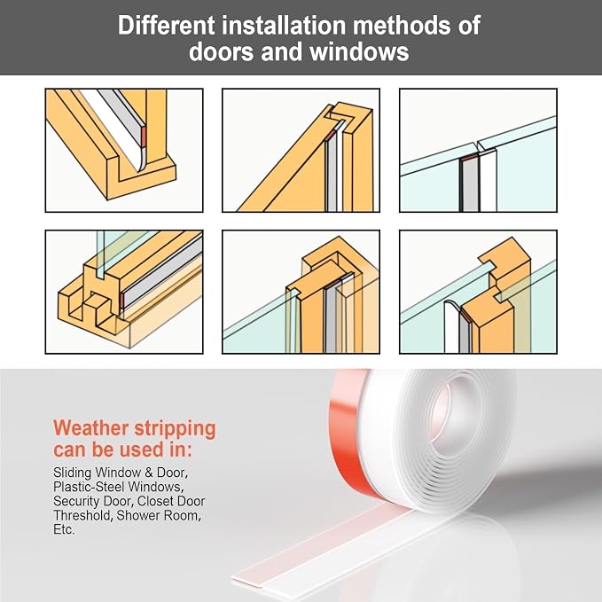 Door Draft Stopper, Silicone Weather Stripping Door Seal Strip, Self-Adhesive - Image 5