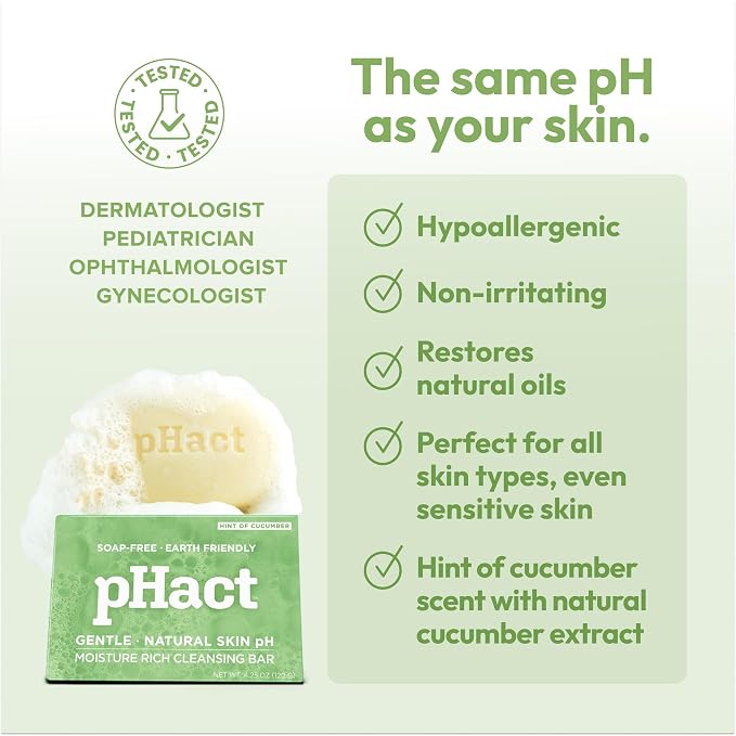 ANDREW LESSMAN pHact Moisture-Rich, Soap-Free Cleansing Bar Cucumber. Natural - Image 4