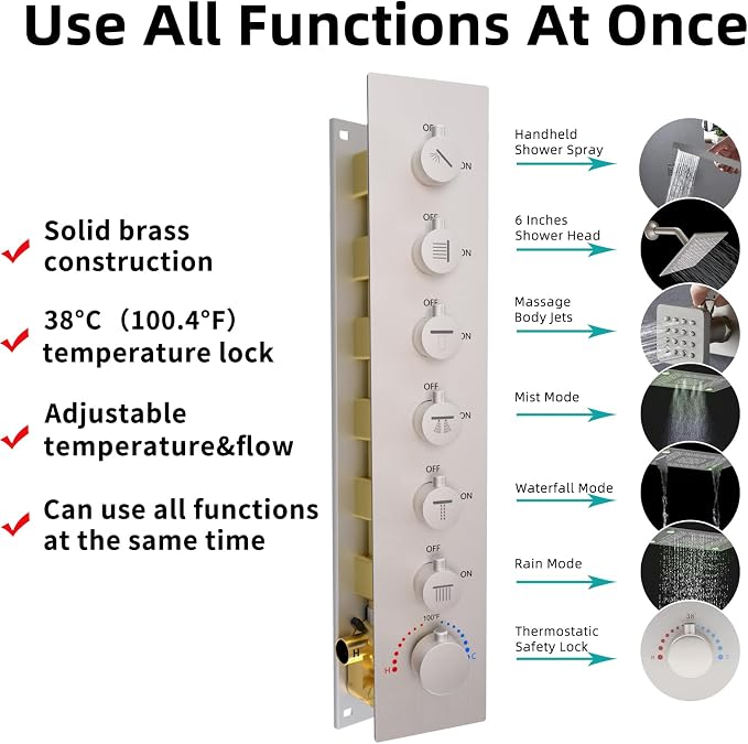 24x32 LED Dual Head Shower System 24"x32" Ceiling Mount Shower Head - Image 2