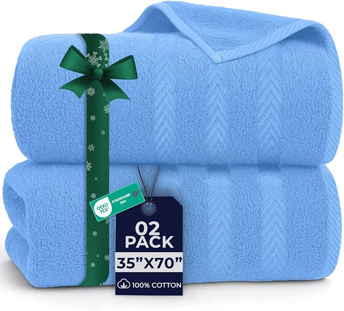 DAN RIVER 2 Pack Luxury Bath Sheets 35x70, 600 GSM, Soft & Quick Dry 100% Ring by DanRiver