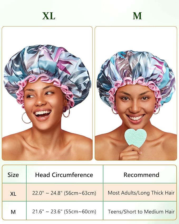 mikimini Large Shower Cap for Women Reusable Waterproof, Hair Cap for Shower - Image 2