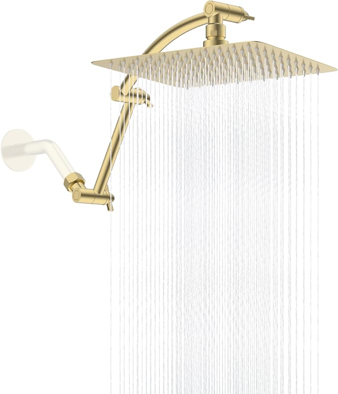 Hibbent All Metal cUPC Certified Rain Shower Head, Brass Adjustable Shower Arm by Hibbent