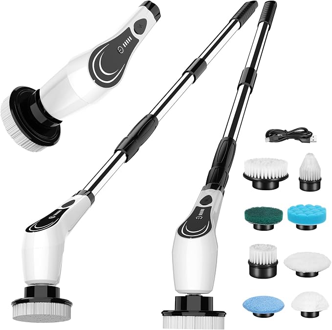 White Electric Spin Scrubber, Cordless Spin Scrubber by YANRAN
