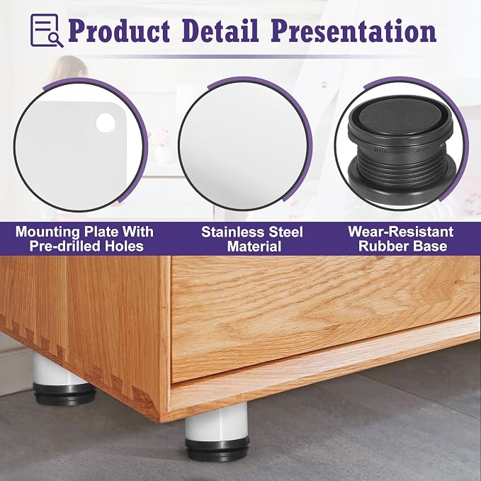 2 Inch Metal Furniture Legs Stainless Steel Adjustable Legs White Metal Legs - Image 3